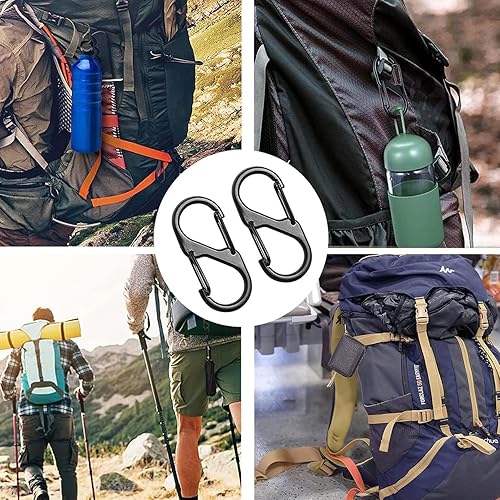 Miniatura 7 de Mosquetón S, 20 piezas de clip pequeño de aleación para llavero de 1.6 pulgadas, clips de cremallera, mochila antirrobo, mini mosquetón de doble