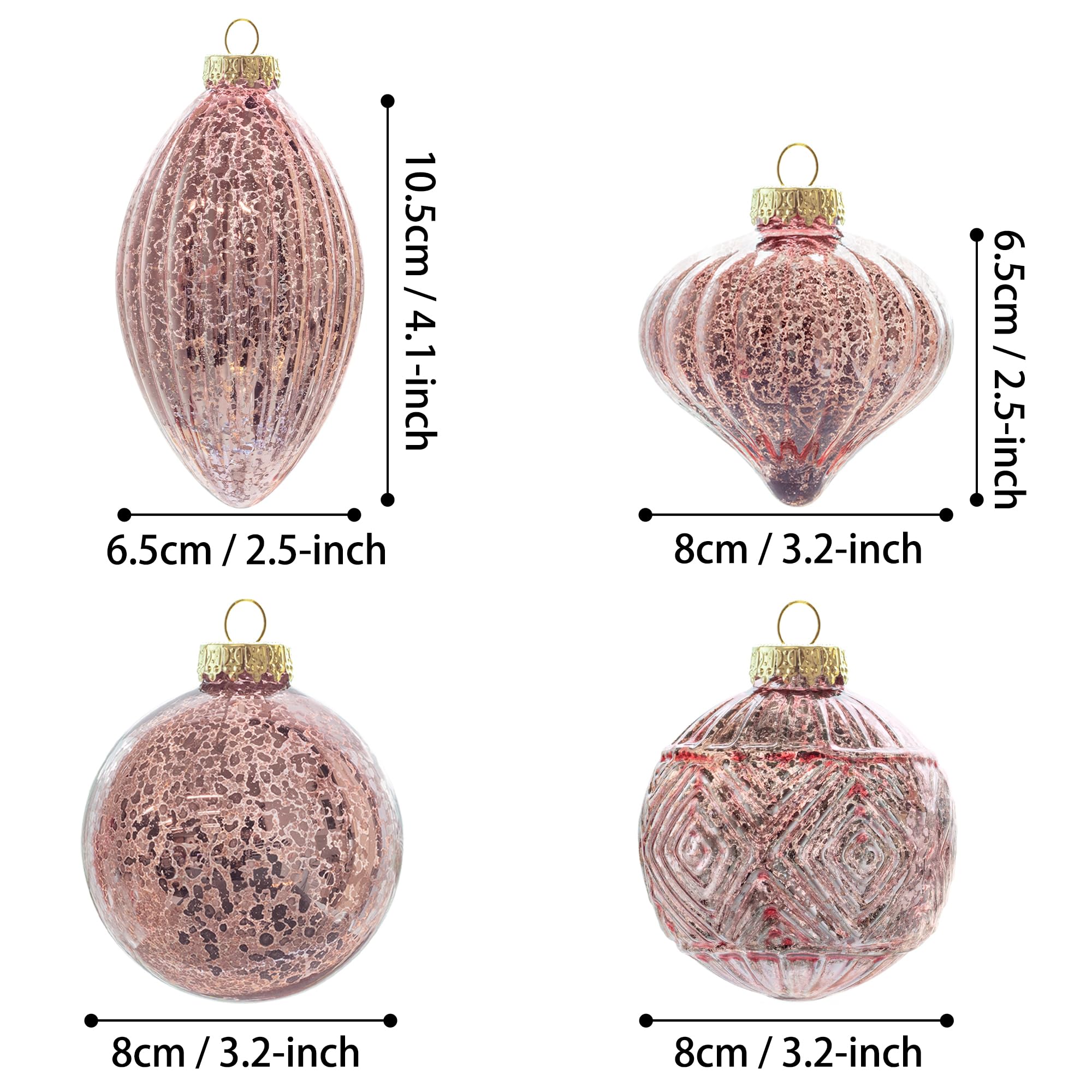 8 piezas bolas de Navidad rosas de cristal de 8 cm bola de cristal colgantes y colgantes bolas ornamento de mercurio deocro de Navidad Perchas Decoraciones navideñas Adornos (Rosa 8)