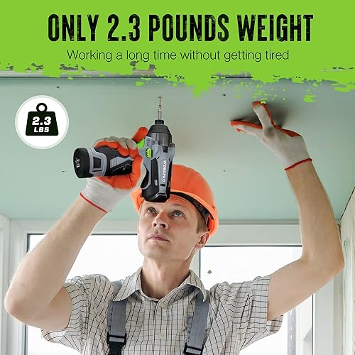 Miniatura 4 de WORKPRO Kit de destornillador de impacto inalámbrico, juego de taladro de impacto eléctrico hexagonal de 14 pulgadas con batería de iones de litio