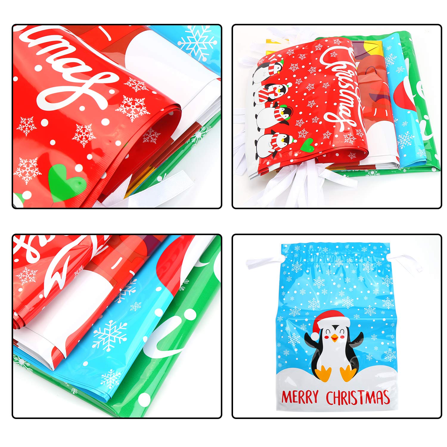 LOKIPA Christmas Drawstring Gift Bag,30 pcs Large Size Xmas Goody Gift Wrapping Bag, Gift Wrapping Bags1, 1 count (Pack of 30) - Image 3