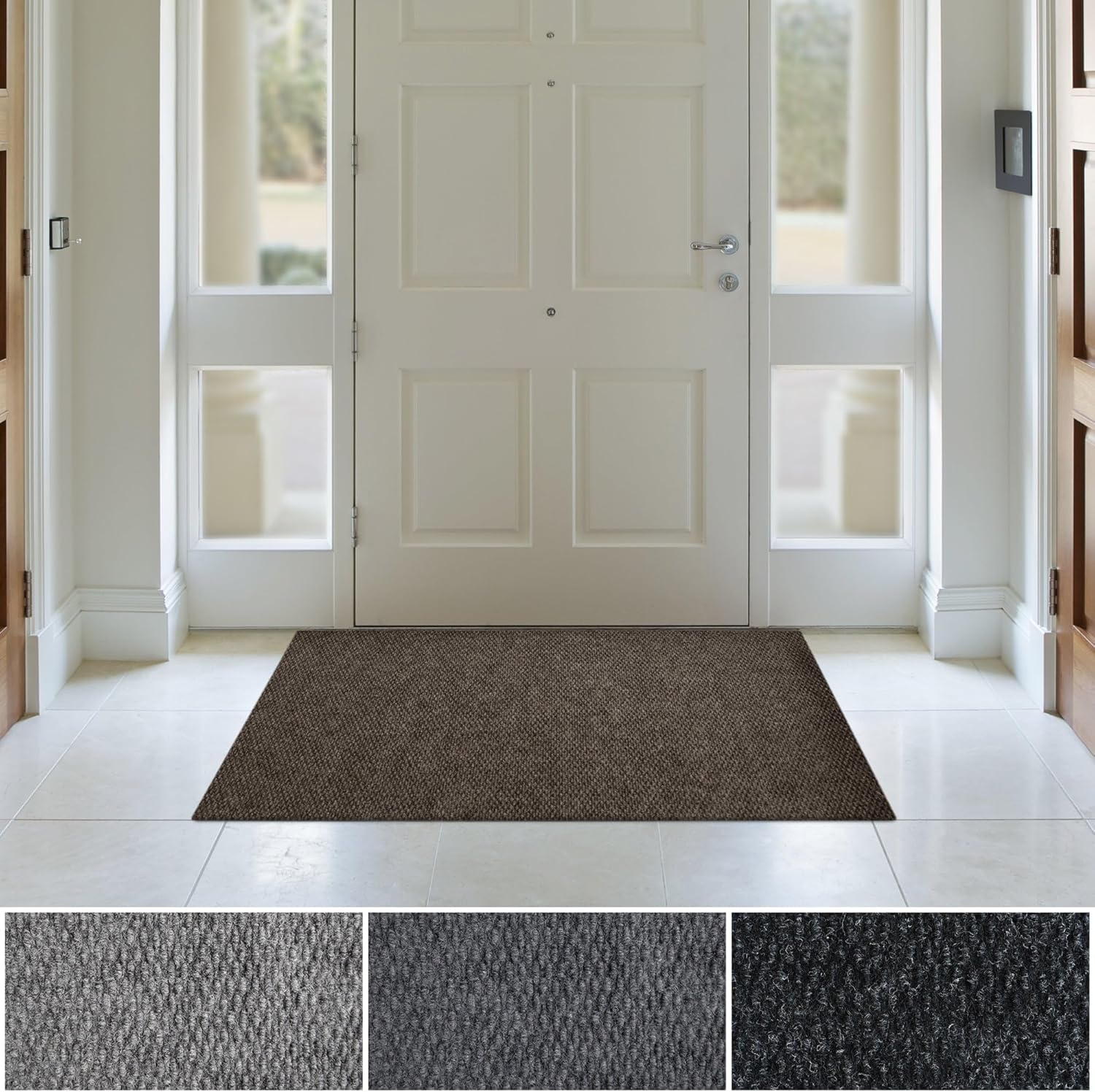 iCustomRug Spartan Weather Warrior Indoor/Outdoor Utility Berber Loop Carpet Runner with Non-Slip Thermoplastic Rubber Backing, 3ft X 4ft in Brown 3ft X 4ft Brown