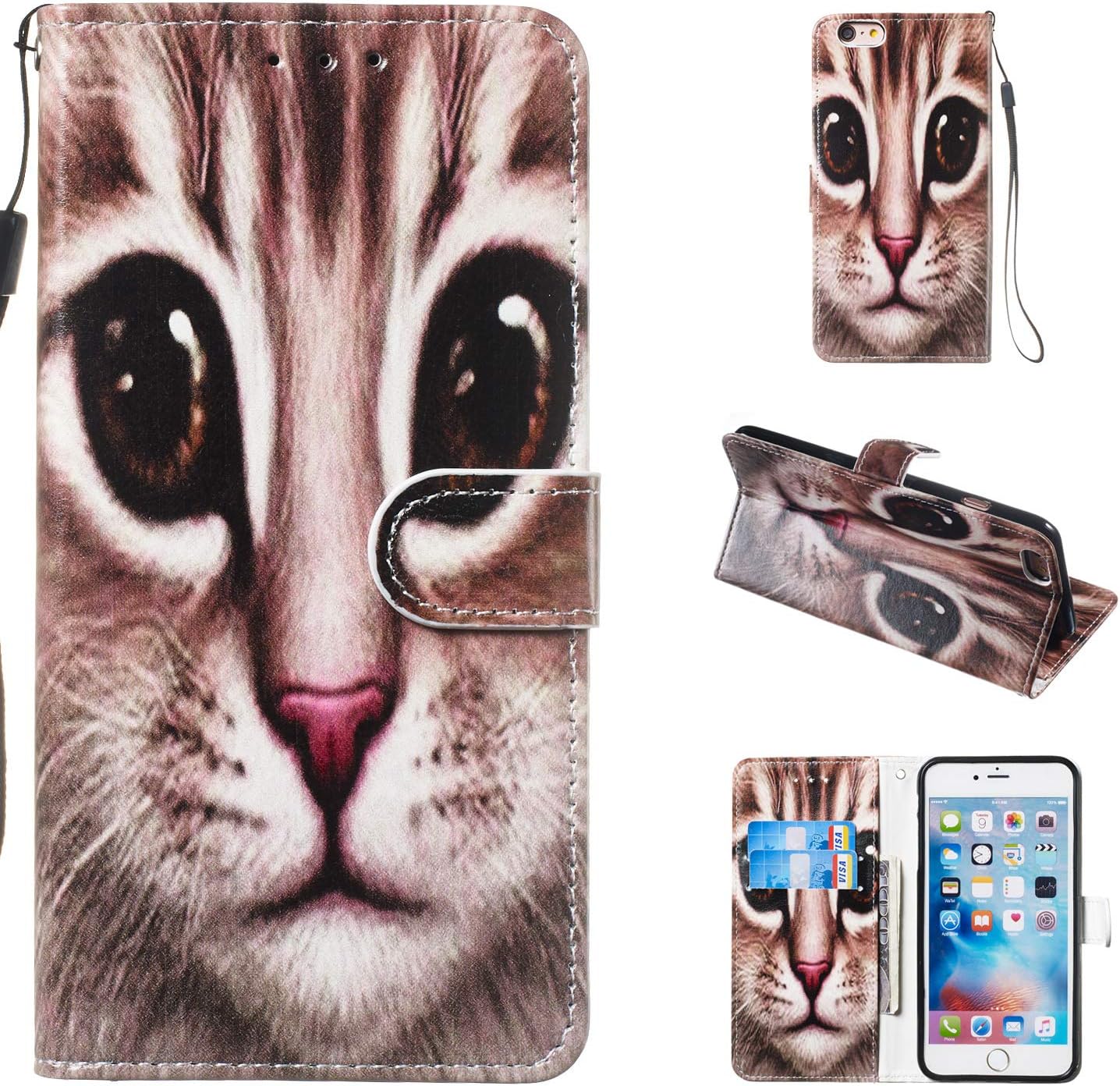 iPhone 6 Plus /6S Plus Case, with Magnetic Closure Stand Card Holder ID Slot Money Pouch Folio PU+TPU Bumper Protective Skin Phone Cover - Garfield