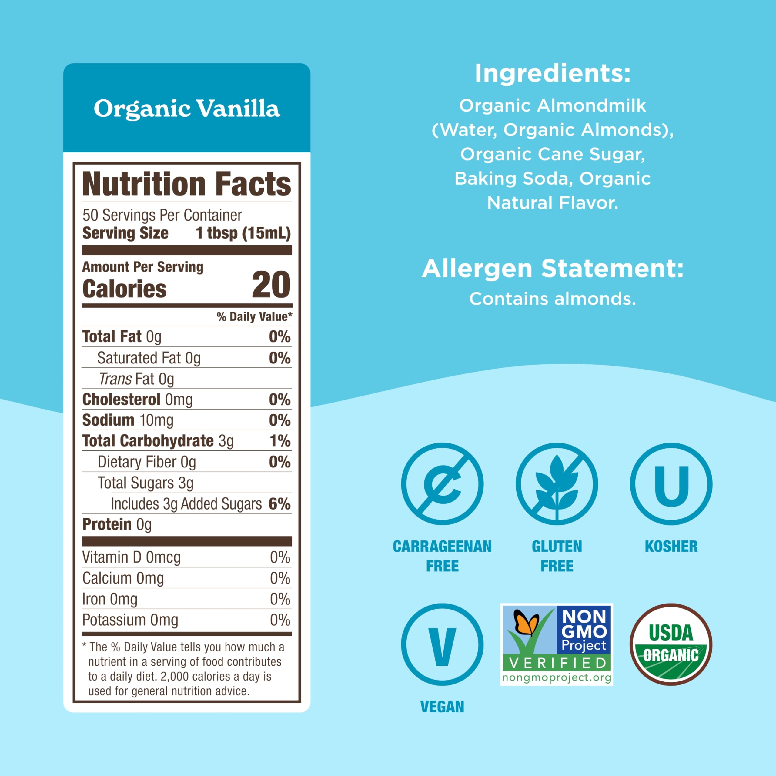 Califia Farms - Organic Vanilla Almond Milk Coffee Creamer 25 4 Oz Dairy Free Plant Based Vegan Gluten — view 2