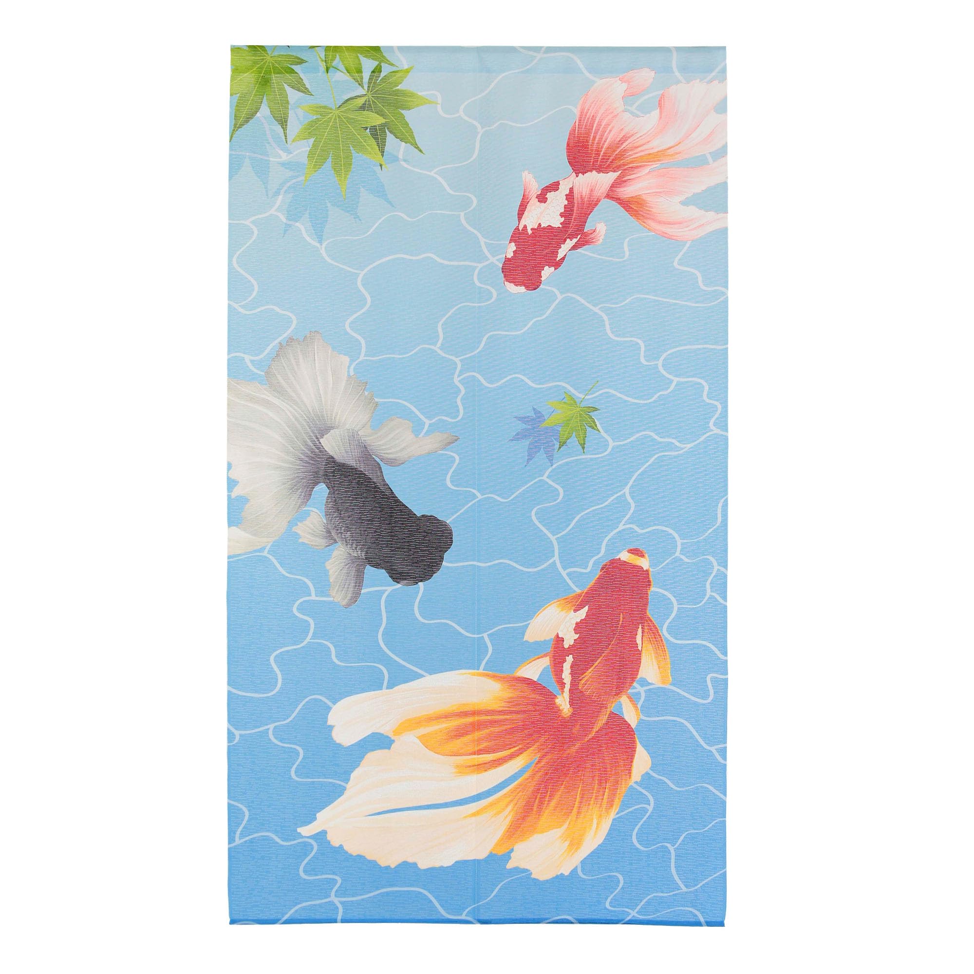 Amazon｜narumikk のれん 波紋金魚 金魚 らんちゅう 水面 モミジ