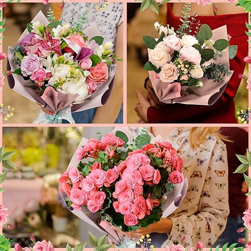 Miniatura 5 de Fainne Papel de regalo de flores, papel de envoltura de ramo floral, suministros de floristería, papel de embalaje de color de doble cara