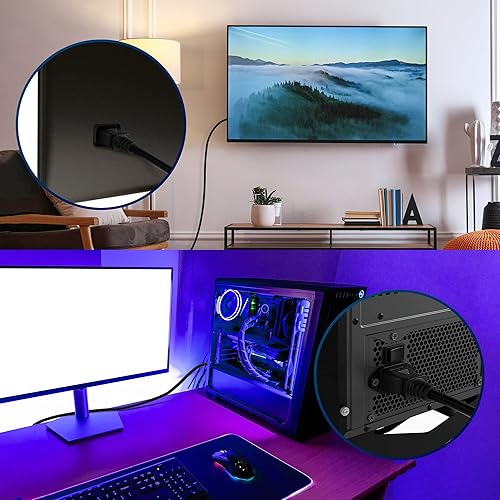 Miniatura 5 de Elecan Cable de alimentación de repuesto de 3 clavijas de 50 pies, a prueba de calor, flexible, duradero, cable de alimentación para dispositivos de