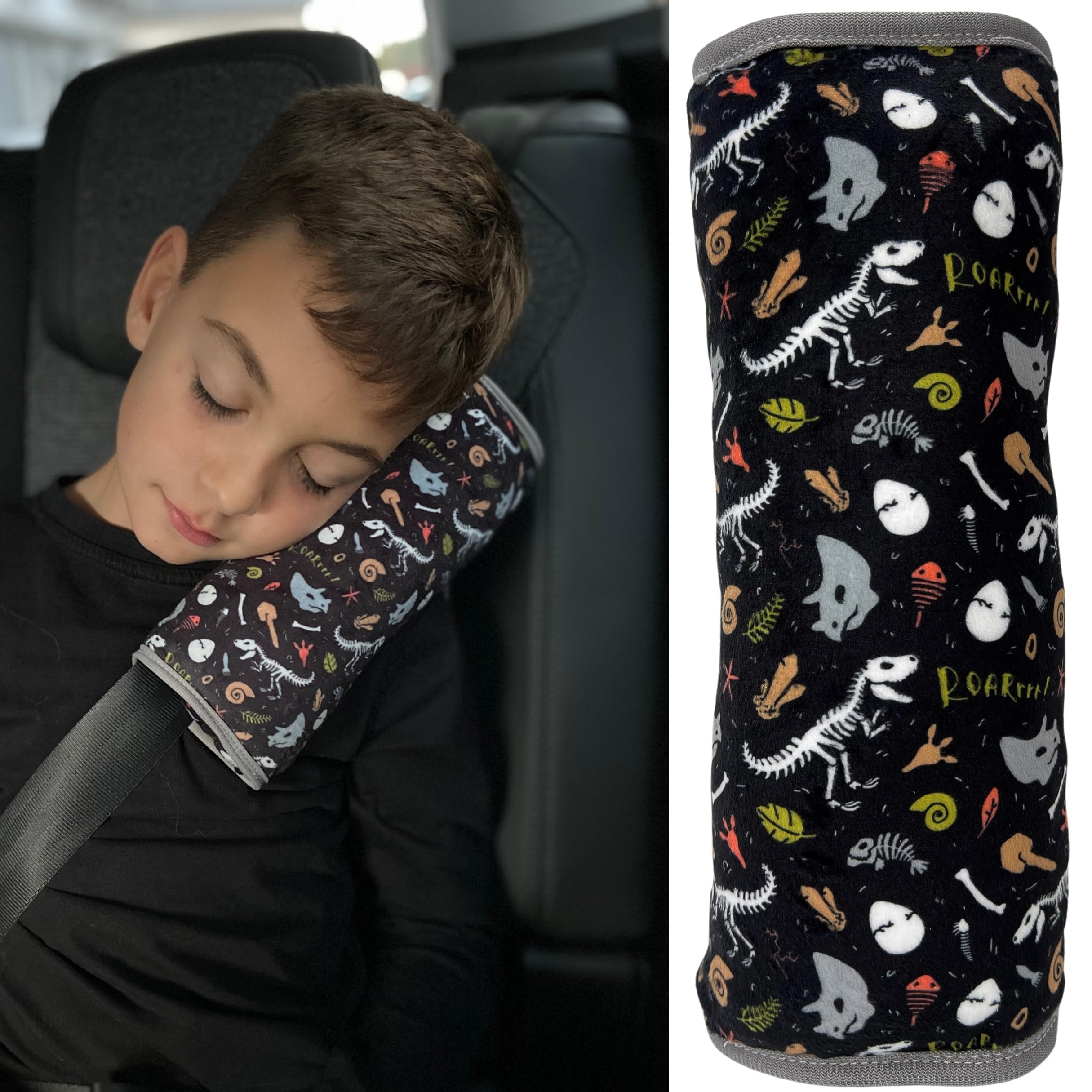 HECKBO Almohadilla para coche con dibujos de monstruos para niños - lavable a máquina suave, tacto de peluche, almohadilla cinturón de seguridad — view 10
