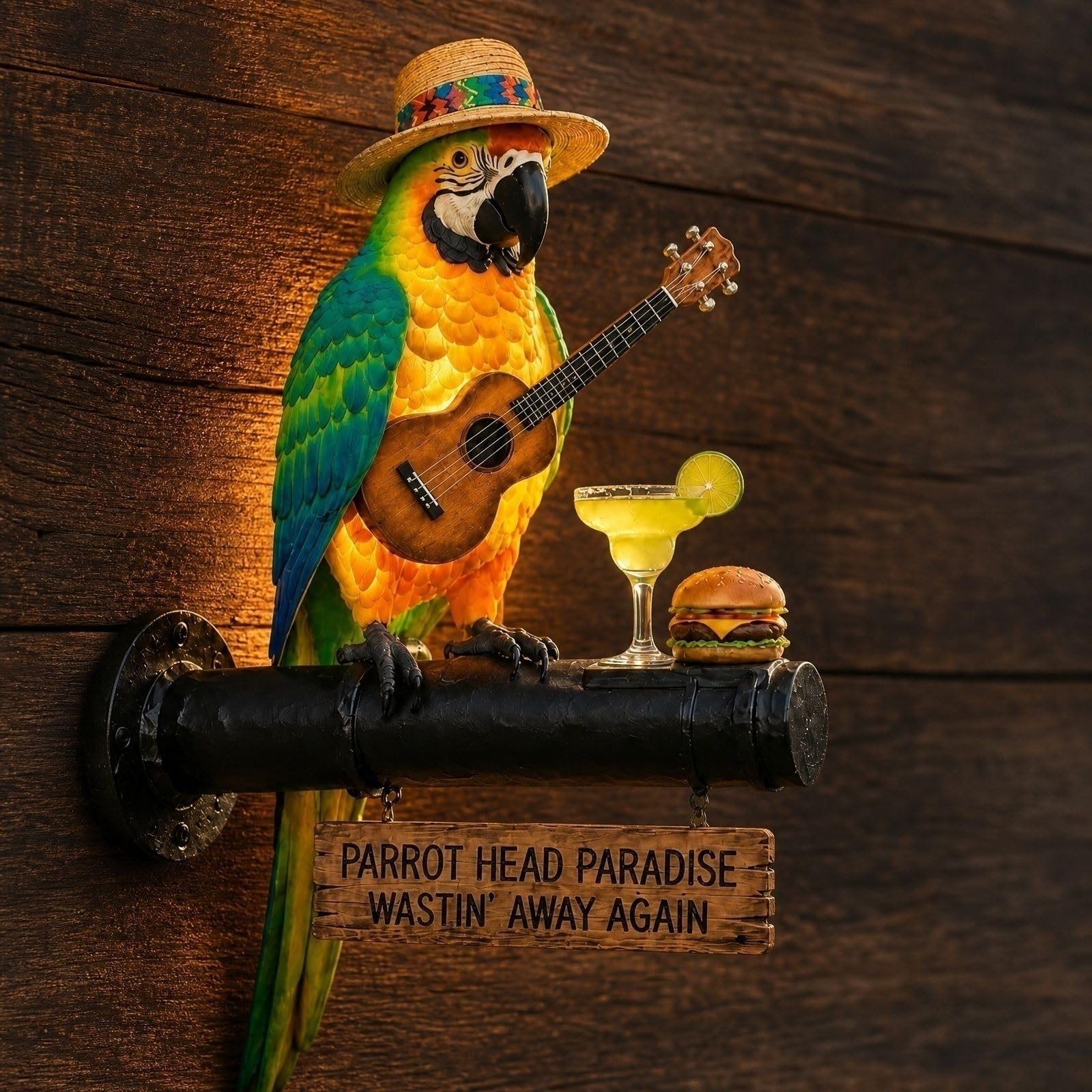 Solar-Powered Parrot Garden Light Stake, Parrot Head Paradise Tropical Yard Decor Lamp, Waterproof Auto On/Off Solar Statue Light for Lawn Backyard Patio Pool Outdoor Party Decor (Style A)