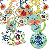 Vista 1 de Big Dot of Happiness Buggin' Out - Decoración colgante para fiesta de cumpleaños de insectos, remolinos de decoración de fiesta, juego de 40