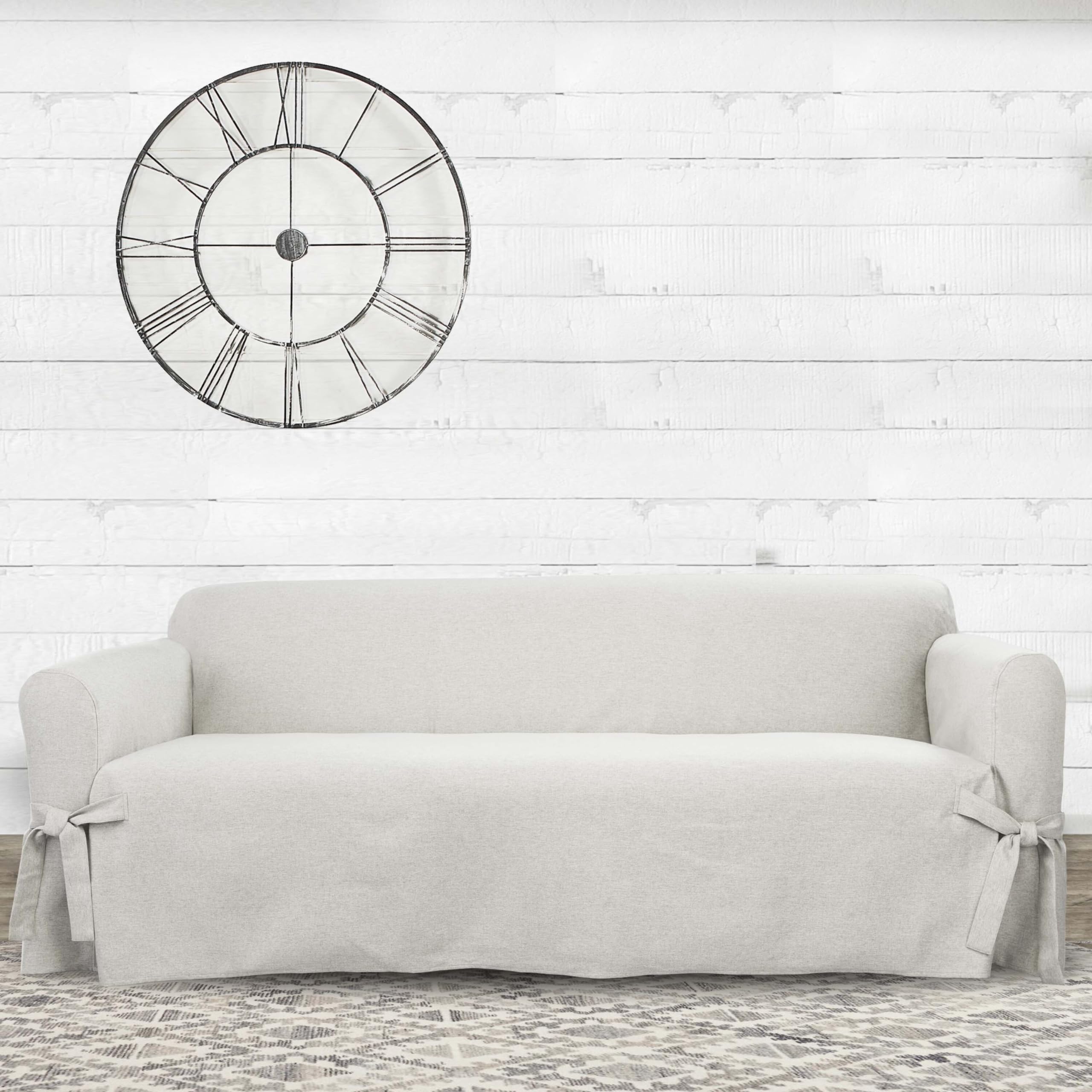 SureFit Farmhouse Basketweave Faux Linen Sofa Slipcovers