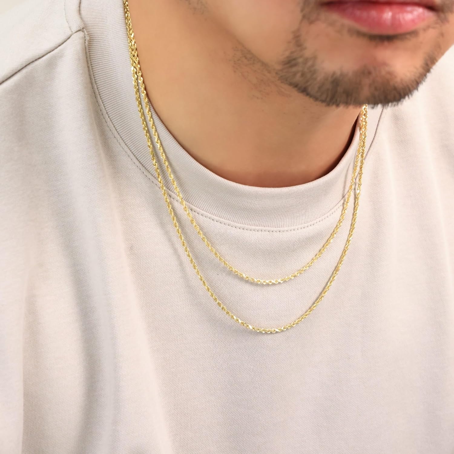 Nuragold 18k Real Yellow Gold 2mm Rope Chain Diamond Cut Necklace (16"-26") Italian Jewelry for Men & Women - Image 9