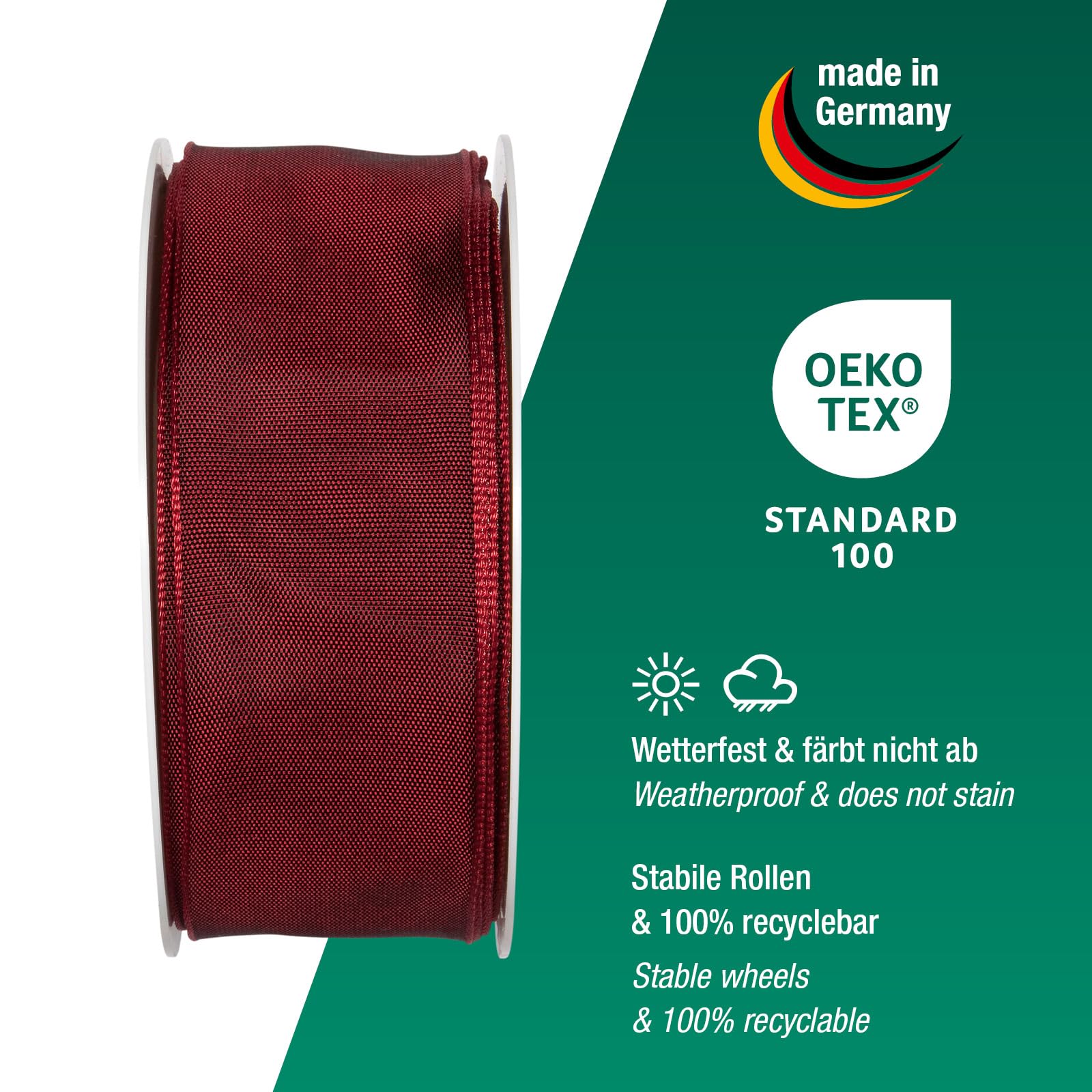 Halbach Seidenbänder Premium Gift Ribbon with Wired Edge, Width 40 mm, Length 25 m, Oeko-Tex 100 Certified Ribbon - Image 3