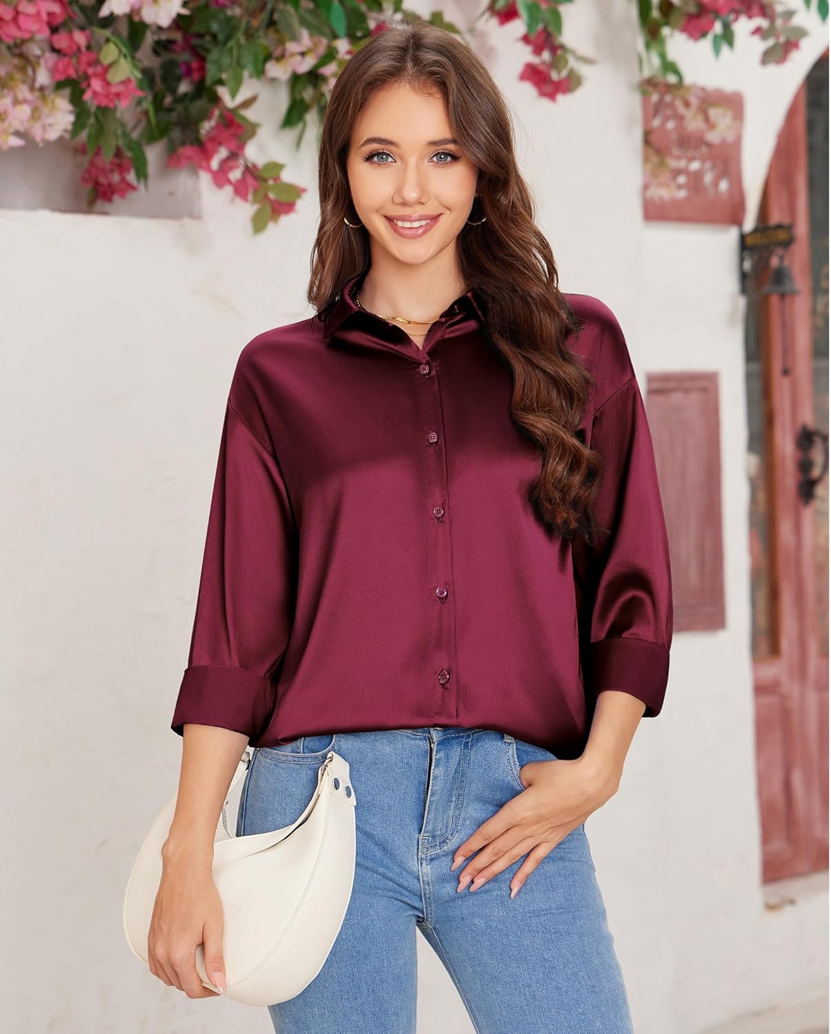 siliteelon Button Down Shirts For Womn Satin Women Blouse Silk Long Sleeve Dress Shirt Business Tops Office Work - Image 4