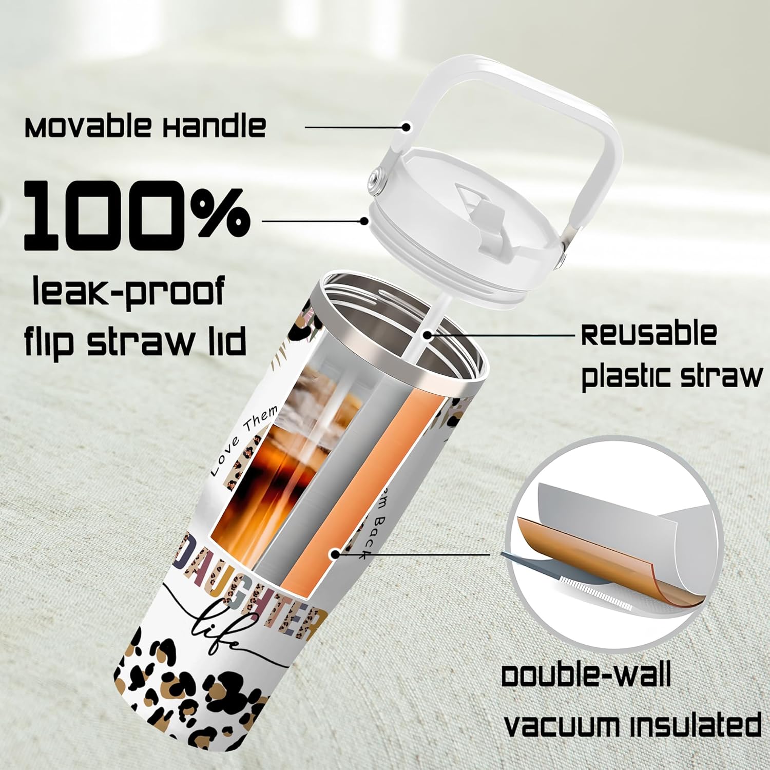 30 Oz Daughter Tumblers Gift from Mom/Dad, To My Daughter Cup Gifts for Mothers Day, Gifts for Daughters Coffee Mug from Mother/Father, Birthday Gift Ideas for Daughters - Image 2