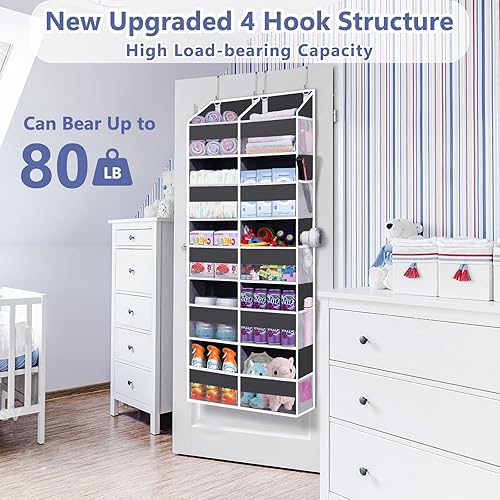 Miniatura 5 de Organizador resistente sobre la puerta de 57 x 20 x 7 pulgadas, 10 bolsillos delanteros grandes y 10 bolsillos laterales, capacidad de carga de 80