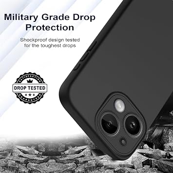 Silicone Case Designed for iPhone 14 Case, Ultra Slim Shockproof Protective Liquid Silicone Phone Case with Soft Anti-Scratch Microfiber Lining,6.1 inch, Black
