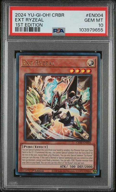 Yu Gi Oh! TCG, PSA Graded 10 GEM Mint, Ext Ryzeal 1St Edition #EN004, Crbr Crossover Breakers, Fully Encapsulated Bundle with Compatible Yu Gi Oh! Hard Sealed Case