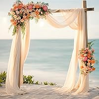 Vista 16 de Tela drapeada para arco de boda, 2 paneles de 18 pies, cortina de telón de fondo transparente negro de gasa para boda, arco, ceremonia, cenefa