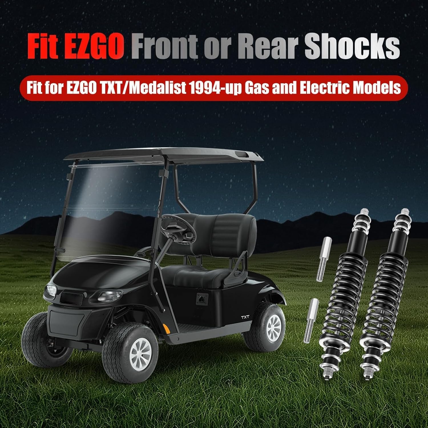 EZGO Golf Cart Shocks Front or Rear with Heavy Duty Coil Springs for EZGO TXT/Medalist 1994+ G&E Golf Carts OEM# 70928-G01 76418-G01