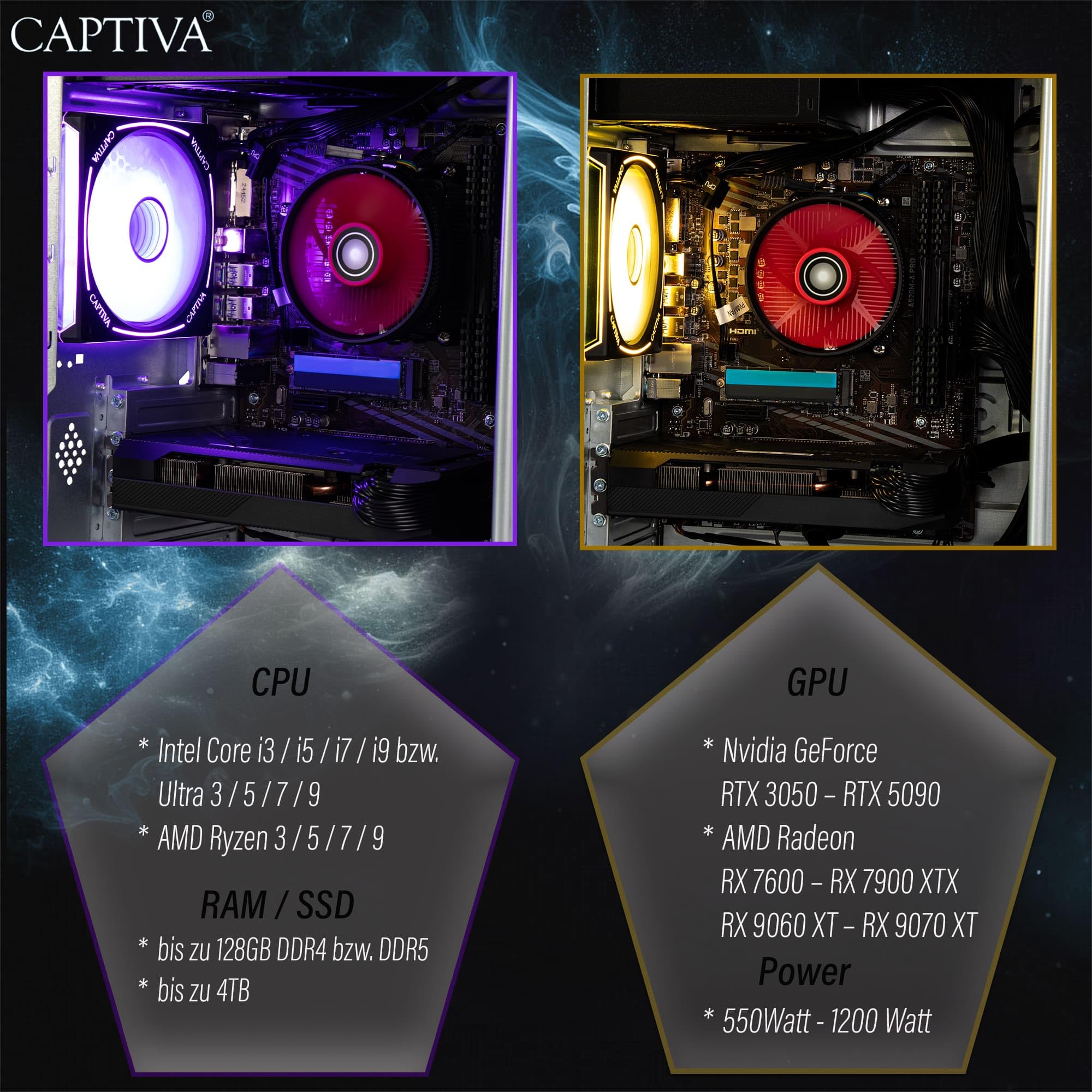 Captiva PC Entry Gaming R92-706 | AMD Ryzen 5 5500 | 16GB DDR4 RAM | NVIDIA GeForce RTX 5060 8GB | 500 GB SSD | Windows 11 Home