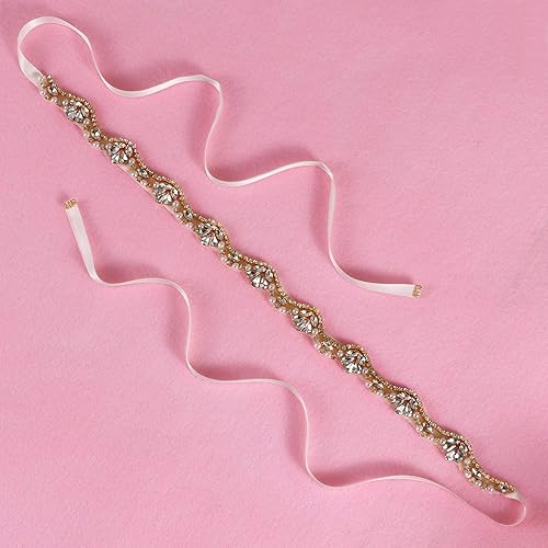 Miniatura 5 de Yanstar - Cinturón de novia hecho a mano con diamantes de imitación para vestido de dama de honor