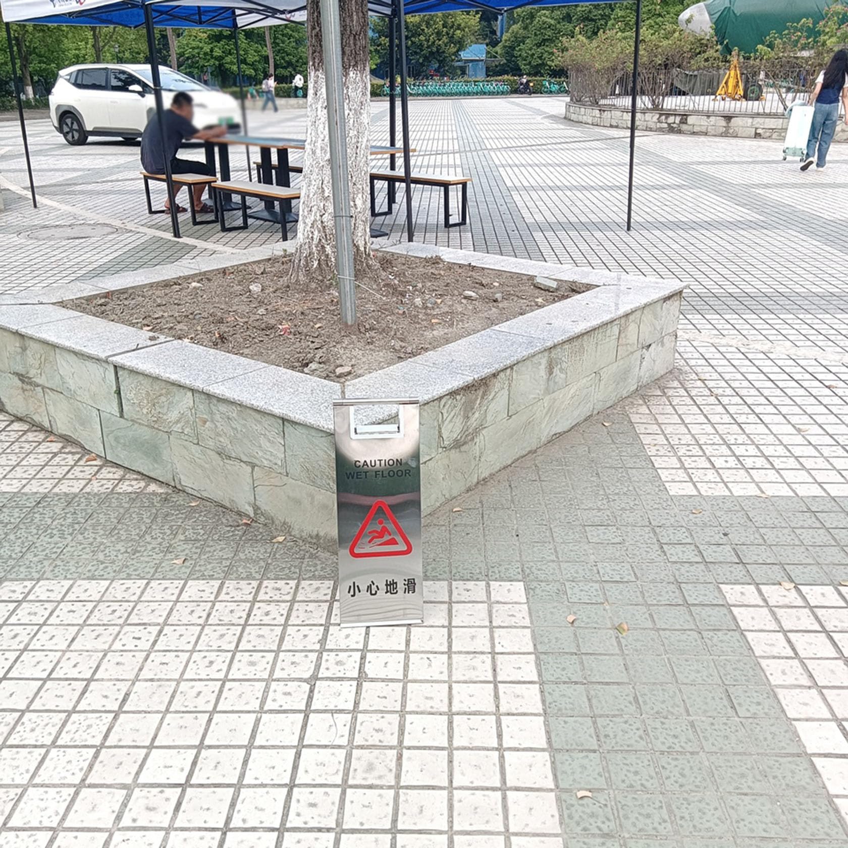 Señal De Seguridad, Señal Plegable De Precaución En Suelos Mojados, Señal De Seguridad De Doble Cara, 23,6 Pulgadas.,Silver