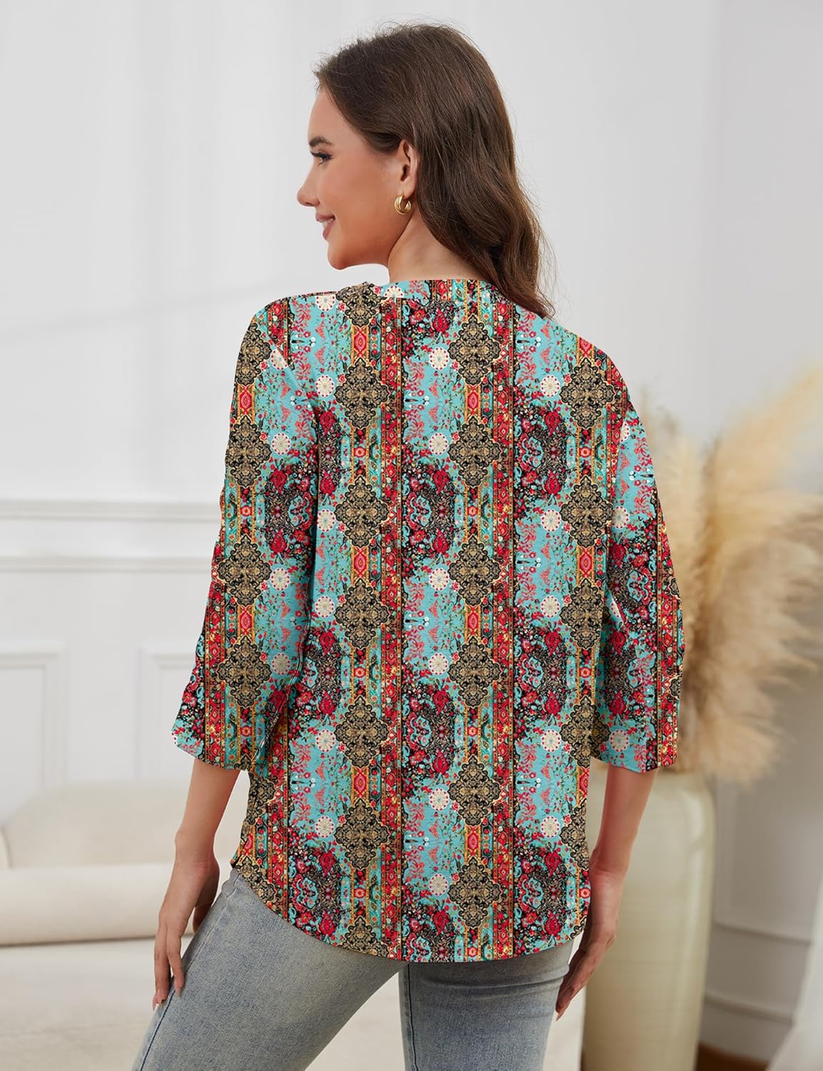 Post Shoulder Surgery Shirt for Women Tear Away 3/4 Sleeve Tops After Rotator Cuff Shirt V Neck Chemo Port Adaptive Clothing - Image 3