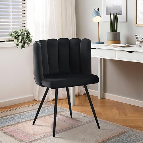 CLIPOP Silla decorativa de barril para sala de estar, moderna silla de comedor de terciopelo para cocina, silla de tocador con patas de metal,