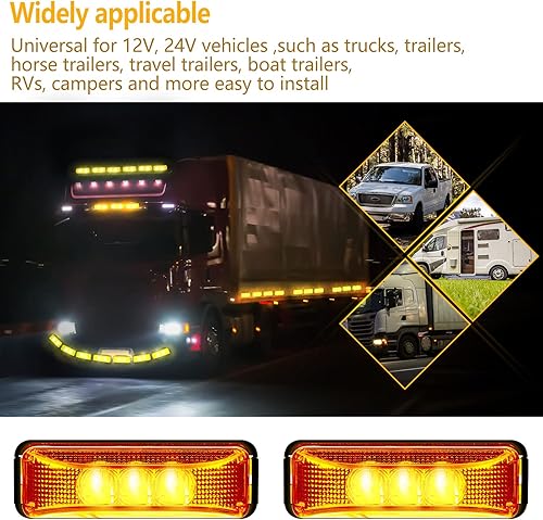 Miniatura 9 de Yahenda 20 piezas de 39 pulgadas 3 luces LED de marcador de remolque impermeables LED para remolque luz de marcador lateral rectangular luces de