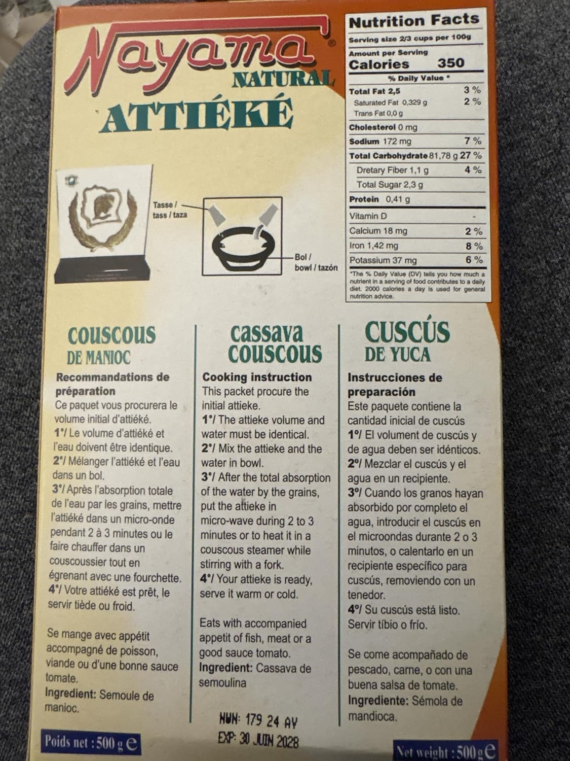 Nayama Attieke - Cassava Couscous - Pack of 4