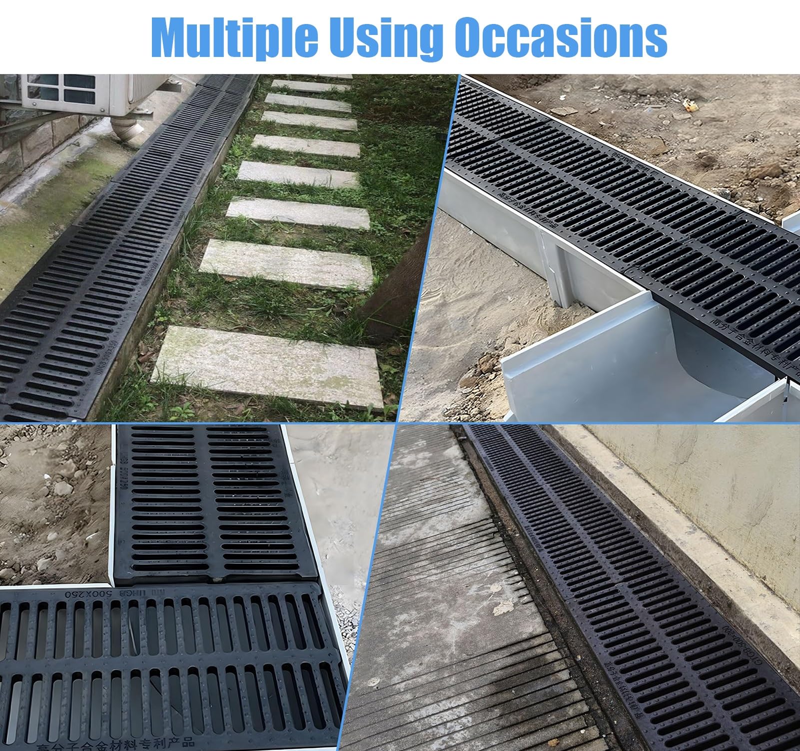 Sewer Cover Grates Resin Plastic, Large Rectangular Drain Trench System Outdoor To Stop Leaves, Cut To Size Catcher Drainage Filter For Yard/Garden/Driveways/Deck (Size : 50x25x4cm/19.5x9.75x1.56in