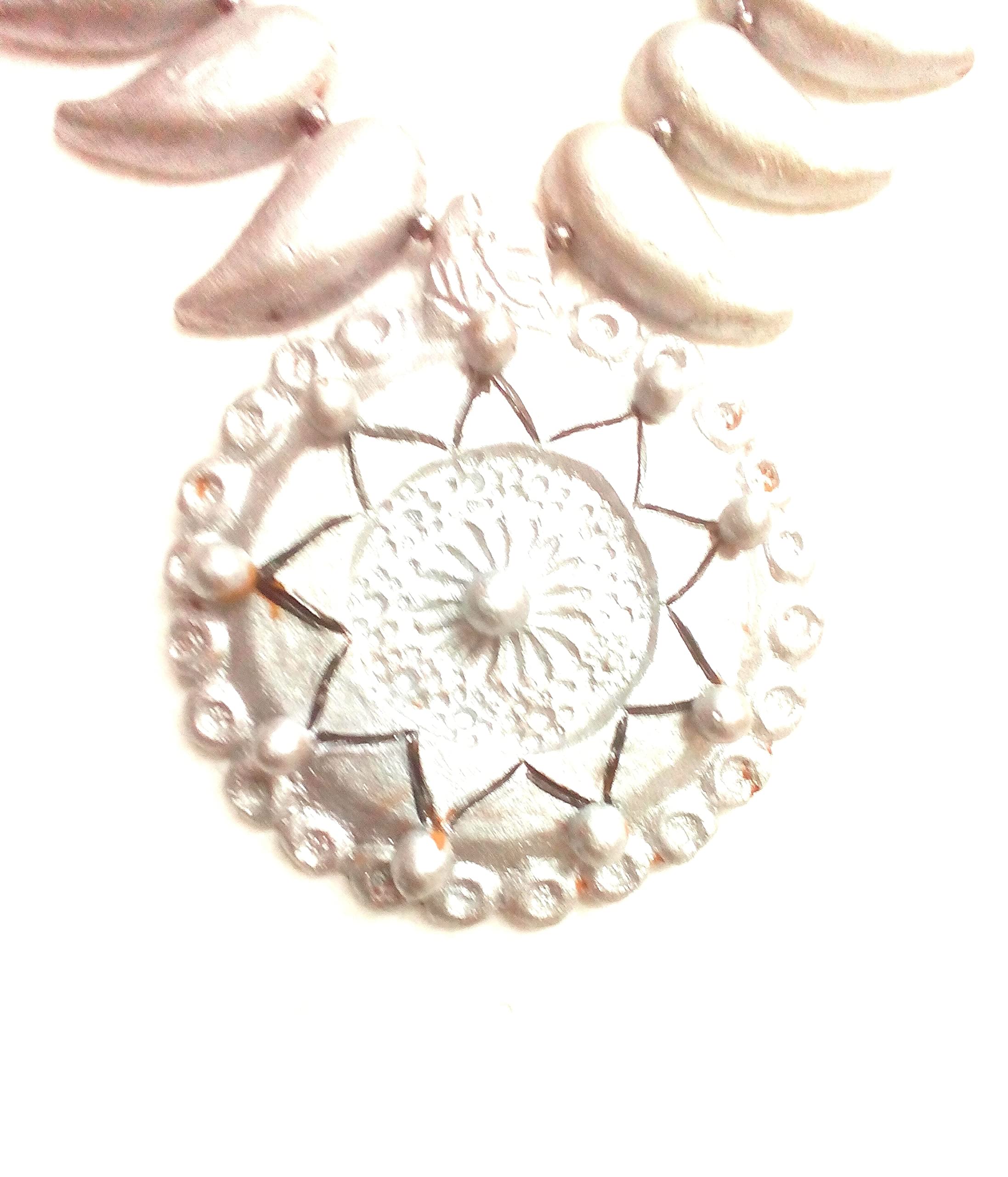 Karru Krafft Women’s Handcrafted Terracotta Necklace Set Traditional Silver Hand Painted Jewellery Set, (HFNKTC_217106 SILVER) - Image 4 thumbnail
