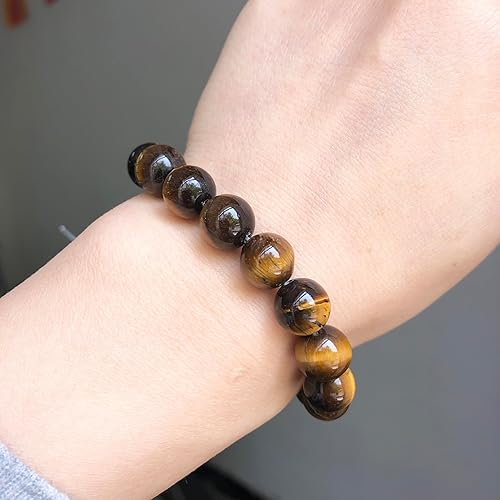 Miniatura 6 de NITOPUPU 100 cuentas de piedra natural de ojo de tigre amarillo liso de 0.315in para hacer joyas con cordón elástico de cristal