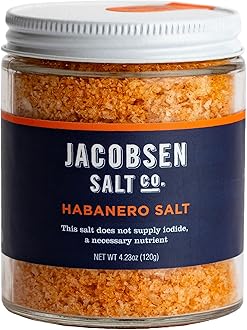 Habanero Salt – Kosher Sea Salt, Non-Iodized Made in USA, Non-GMO, Spicy Margarita Salt, Steak Seasoning, Habanero Flavored, Real Salt – 4.23oz