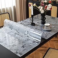 OstepDecor Floral Table Protector 36x60 Inch - 1.5mm Thick Waterproof Vinyl Table Cover for Dining Kitchen Wooden Tables