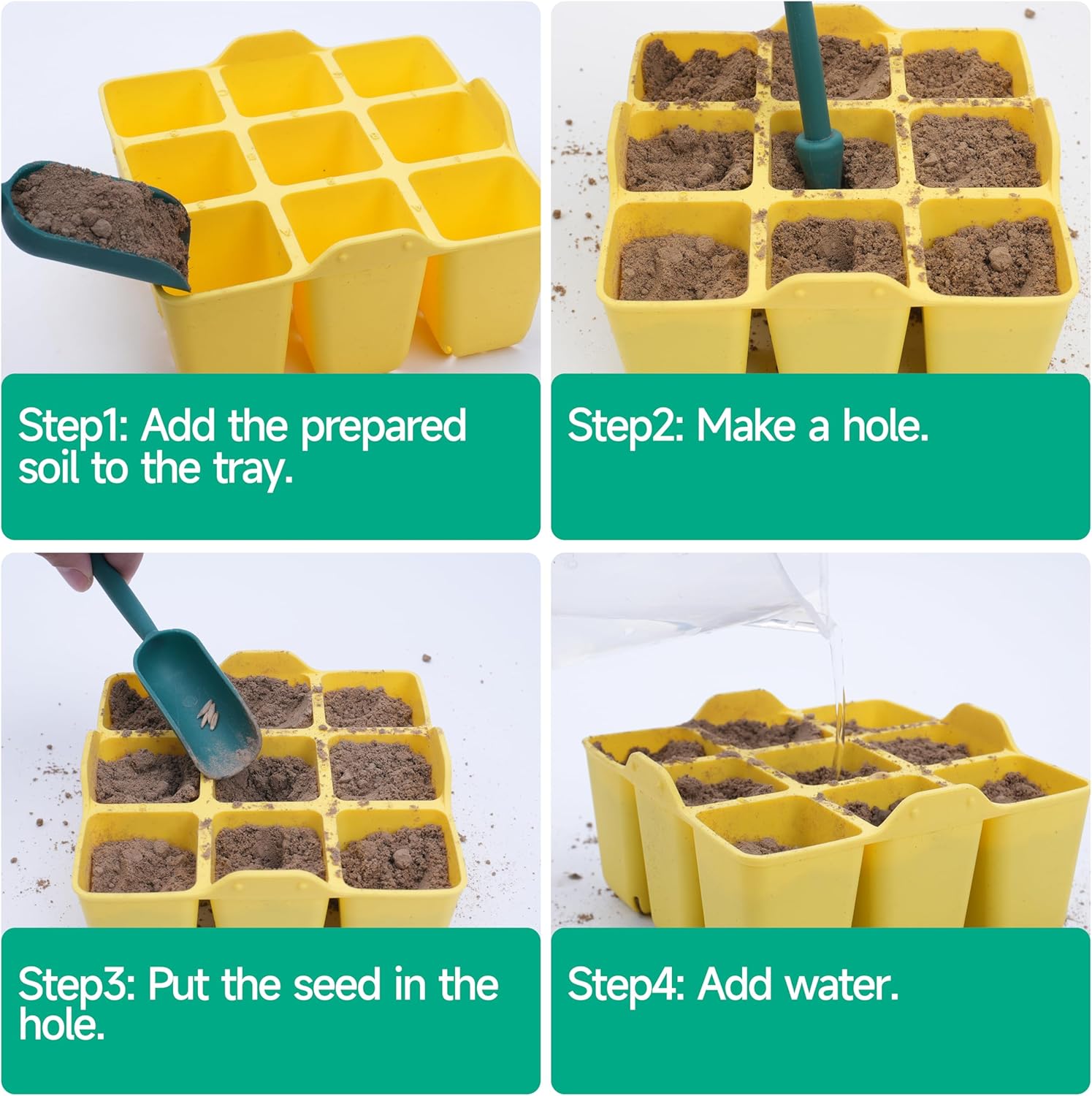 Silicone Seed Starter Tray - 16-Pack Seedling Starter Trays with Flexible Pop-Out Cells for Seed Starting, Indoor Gardening Reusable Plant Germination Trays, BPA-Free & Dishwasher Safe