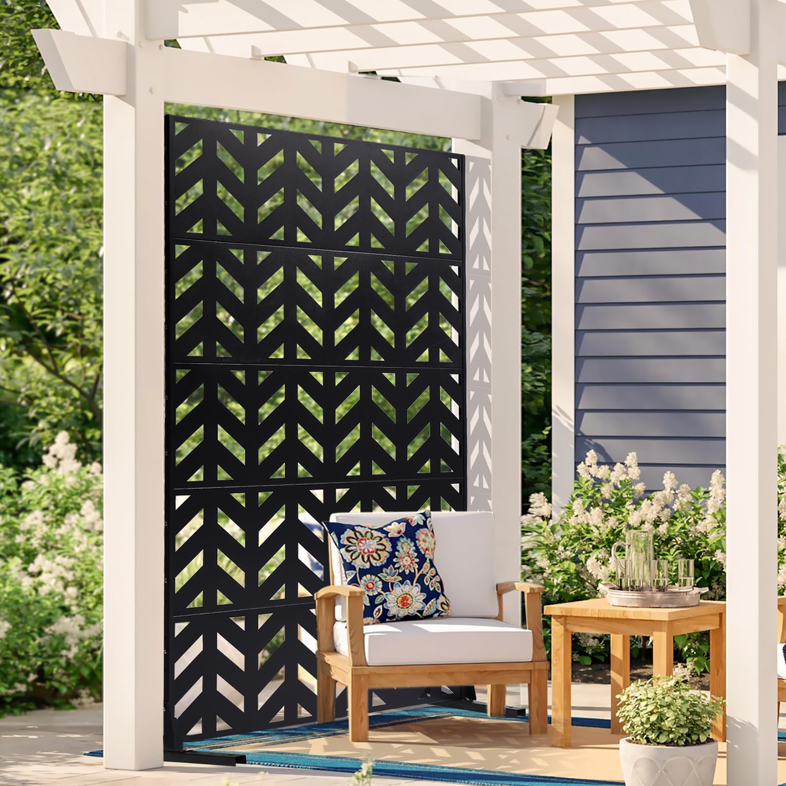 VEVOR Brise-Vue Métal, 120x183 cm, Panneau Intimité Autoportant avec Support, Écran de Confidentialité Décoratif, Paravent Séparateur Extérieur pour Patio, Balcon, Terrasse, Salle Intérieure, Jardin