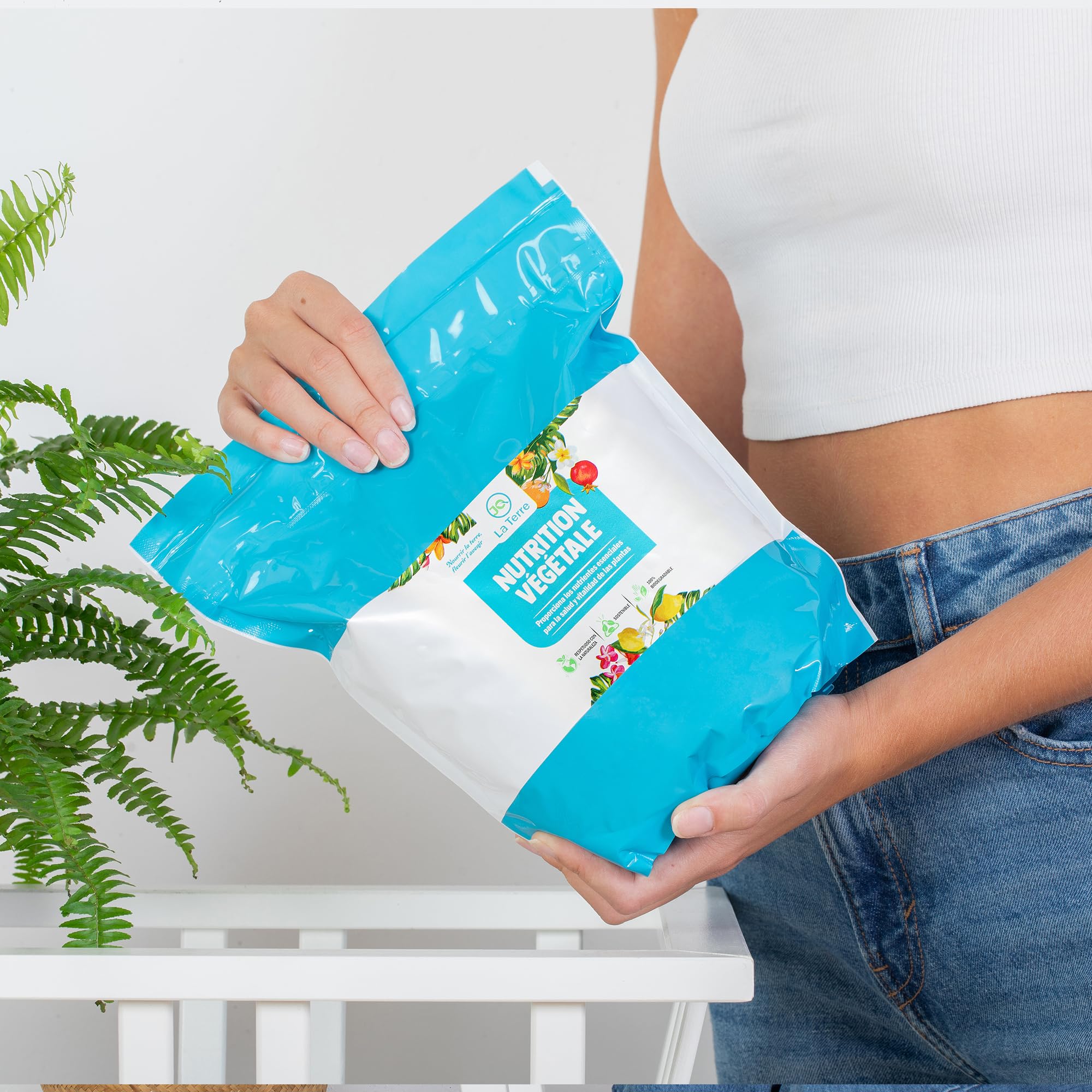 BICARBONATO DE POTASIO DE 1 KG PARA PLANTAS CON CUCHARA DOSIFICADORA Y CIERRE ZIP, abono de potasio, fungicida natural para plantas, regula el PH del suelo