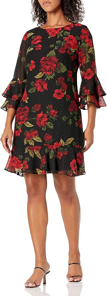 flounce sleeve shift dress