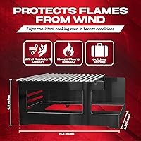 Vista 2 de Chef Master Cubierta para Estufa de Butano - Ajuste Universal para Cualquier Tamaño Estándar - Protector de Viento Plegable de Acero Negro Premium