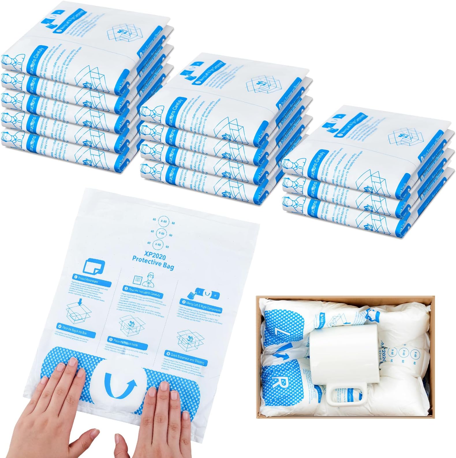 Pangda 12 Pcs 10 x 12 Inch Expanding Foam Packaging for PC & Irregular Shaped Items Shockproof Expandable Packing Foam, Protective Computer Shipping Material for Electronics & Fragile Devices