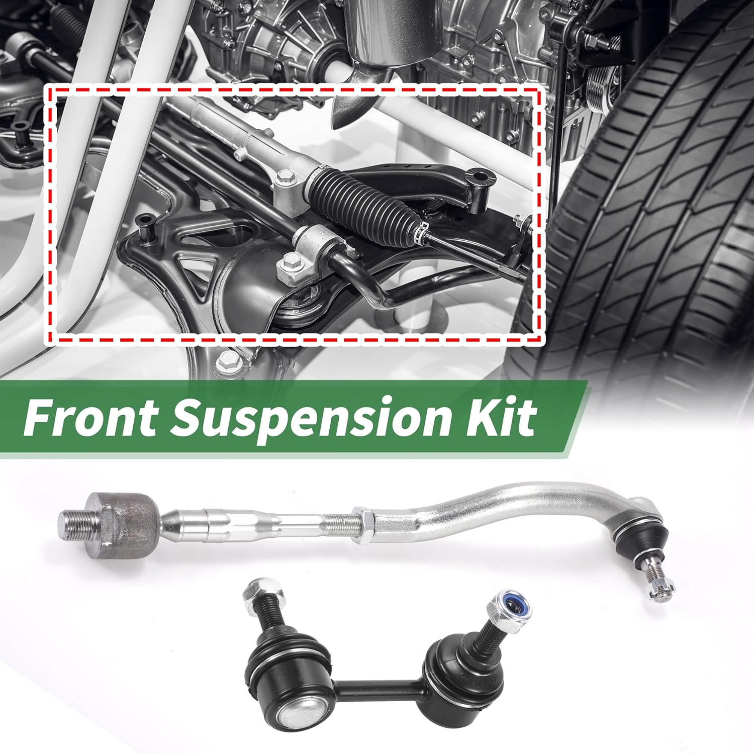 X AUTOHAUX 10pcs Front Suspension Kit Inner Outer Tie Rod End Front Sway Bar Link Lower Ball Joint with Boot for Honda Civic 2006-2011 1.8L Models No.ES800373/K500069/K80768