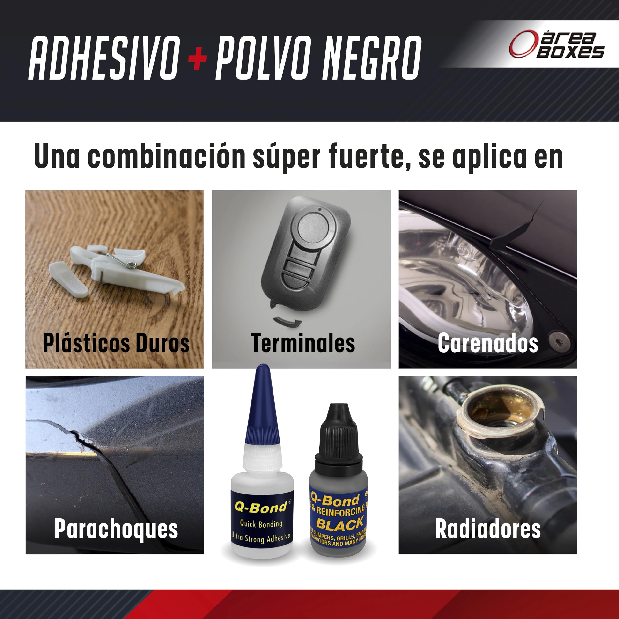 Pegamento Extrafuerte Dos Componentes. [Qbond] Adhesivo P/TODOS Los Materiales. Soldadura En Frio Para Metal. Kit Reparación De Cianoacrilato + Polvo, Facil Y Rapido. (Kit 9 piezas)