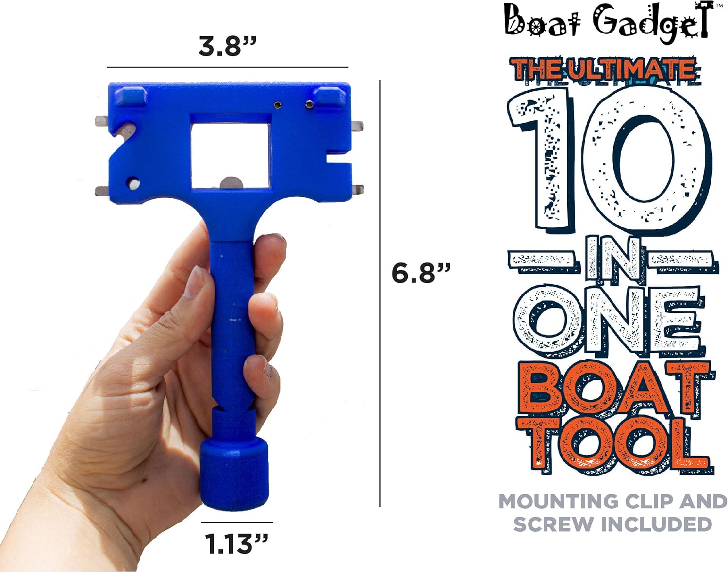 Boat Gadget – This 10-in-1 Boat Tool Includes Beer and Wine Bottle Opener, Safety Whistle, Fishing Line Cutter, Marine Gas Cap Key and Other Essential Tools – Ideal Gifts for Boaters – Blue : Home & Kitchen