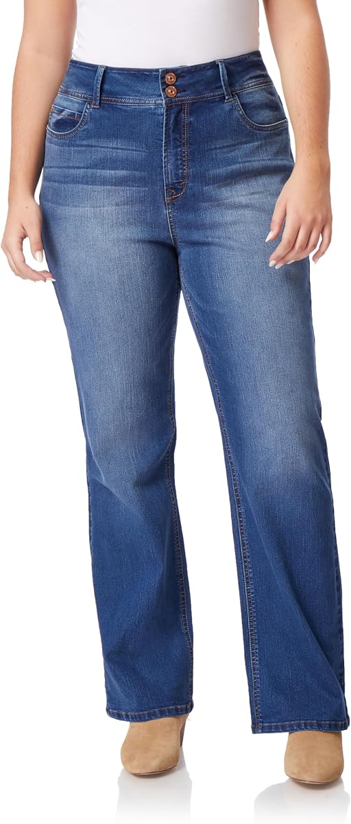 WallFlower Luscious Curvy Bootcut Jeans for Women, Mid-Rise Insta Stretch Denim, Size-Inclusive Juniors Jeans | Mid-Rise, Insta Stretch Denim, Trendy Jeans for Women, Stretchy, Figure-Flattering, Classic, Juniors, Standard and Plus