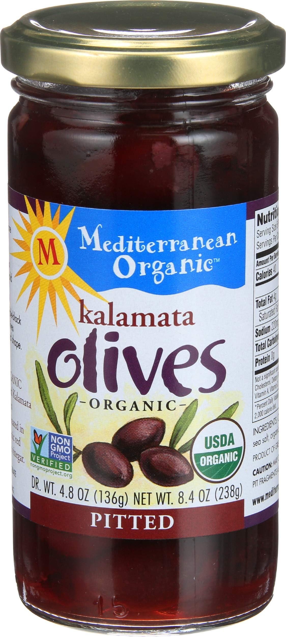 Mediterranean Organics Organic Pitted Kalamata Olives, 8.4 oz