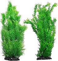 Kathson 21.7" Tall Realistic Plastic Aquarium Plants, 2PCS Green Artificial Seaweed Fish Tank Decor for Large Tanks