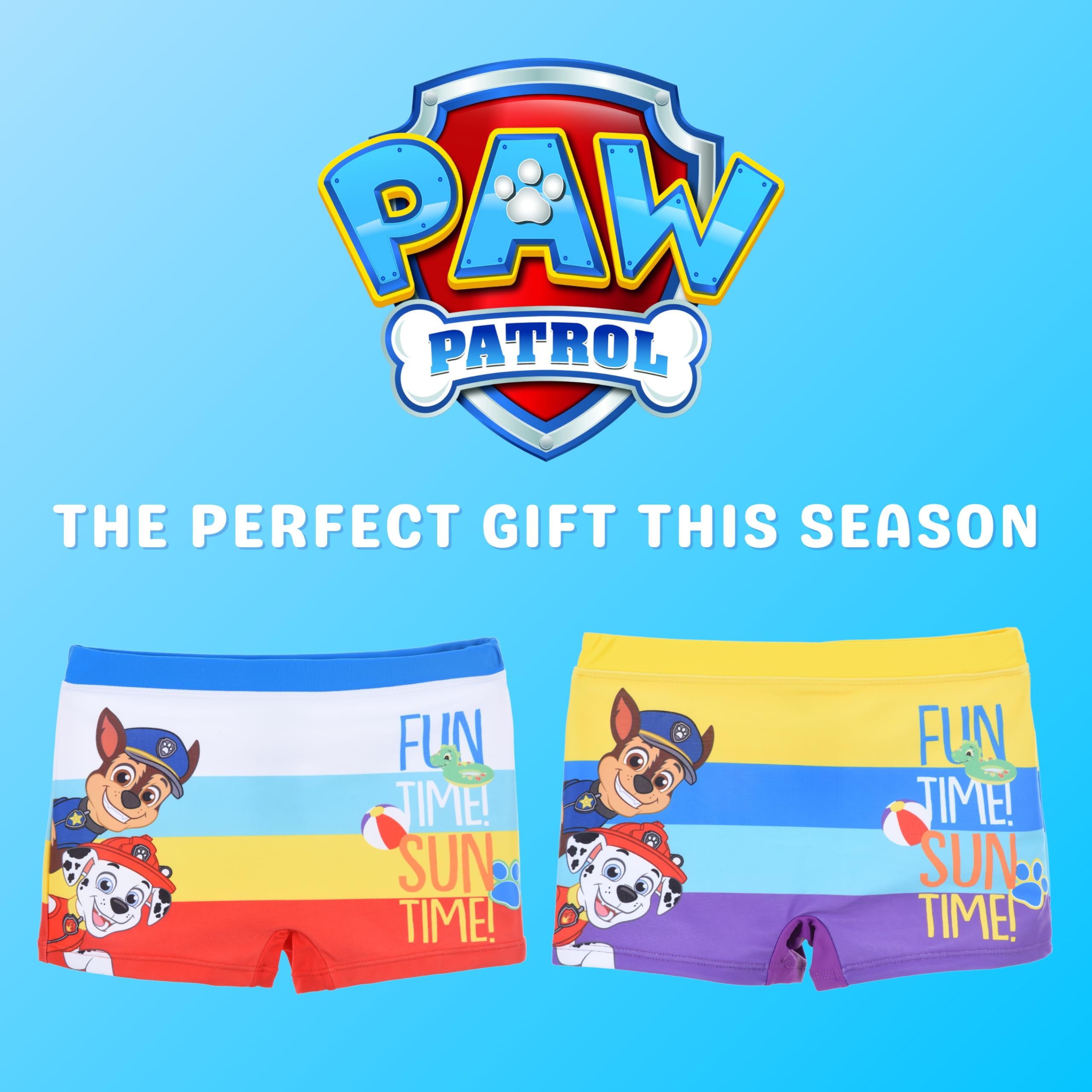 Paw Patrol Shorts de Bain Garçon, 2 Paires de Boxers de Bain, Maillot de Bain Chase et Marshall pour Garçon, Tailles 3 à 8 Ans