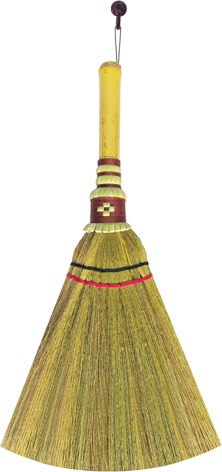 AW BROOMS Handmade,Natural Grass Asian, Whisk Broom Thai, Handle Bamboo, Length 13.5 inch x Wide 9 inch, (AW044) : Health & Household