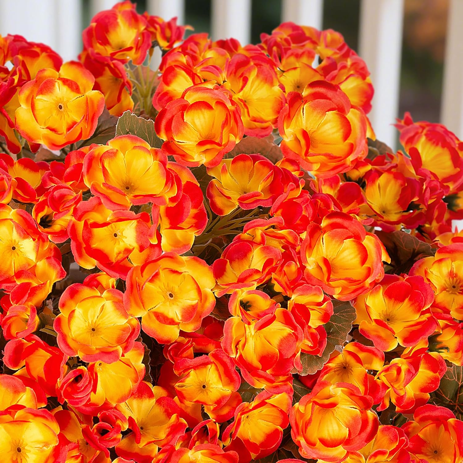 Fake Fall Flowers Artificial for Outdoors Decoration, 6 Bundles Faux Geranium Silk Flower Outside UV Resistant No Fade Artificial Floral for Home Garden Balcony Indoor Table Centerpieces Decor - Image 4